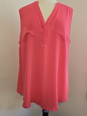 Torrid Coral Pink Sleeveless V-Neck Pocket Tank